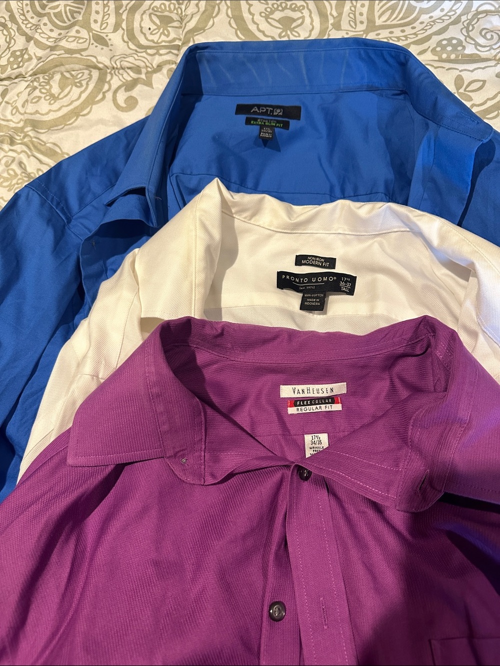 3 men’s long sleeve dress shirts -